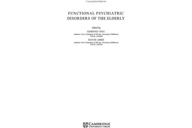 Functional Psychiatric Disorders of the Elderly