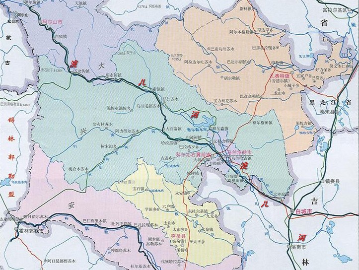 洮兒河位置、走向及水系圖