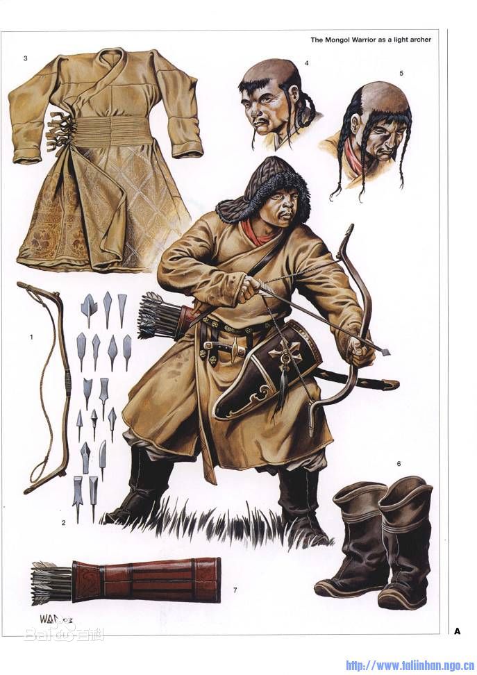 蒙古騎兵個人髮型和裝備