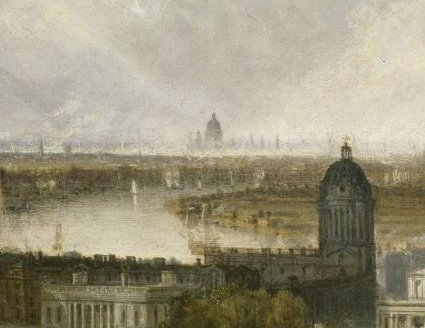 油畫遠景中倫敦聖保羅教堂的穹頂（圖中）
