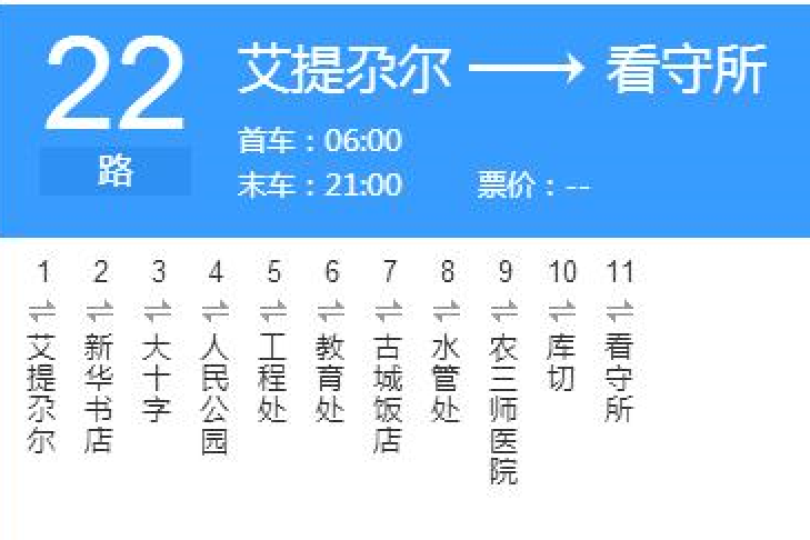 喀什公交22路 喀什公交22路