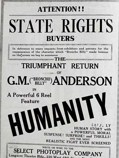 Humanity(美國1916年Gilbert M. 'Broncho Billy' Anderson執導的電影) Humanity(美國1916年Gilbert M. 'Broncho Billy' Anderson執導的電影)
