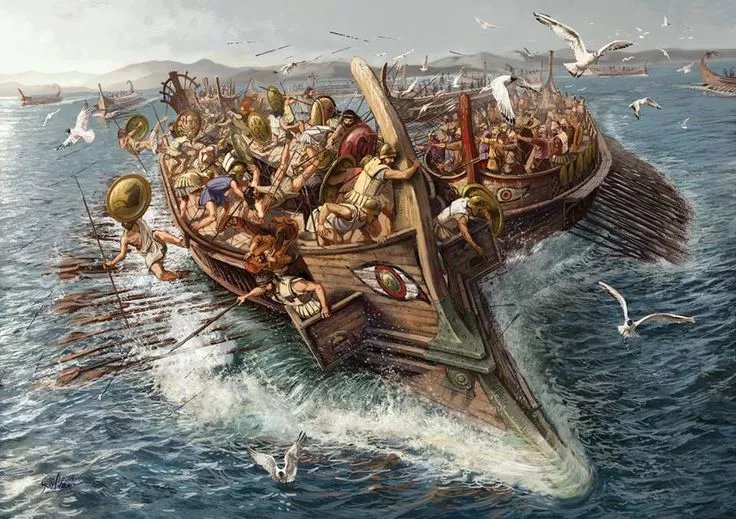 遭到波斯軍艦衝撞的希臘人