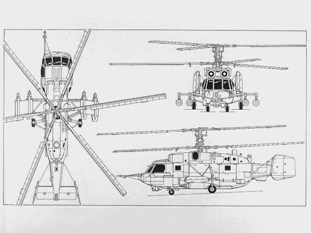 卡-29直升機三視線圖