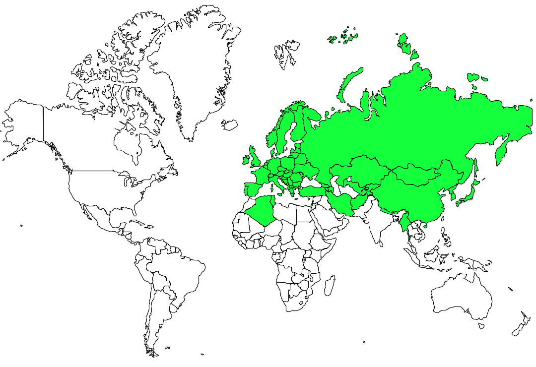 戴菊原生種地理分布（綠）