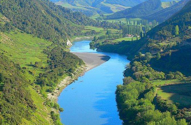 紐西蘭山間河谷長滿綠樹