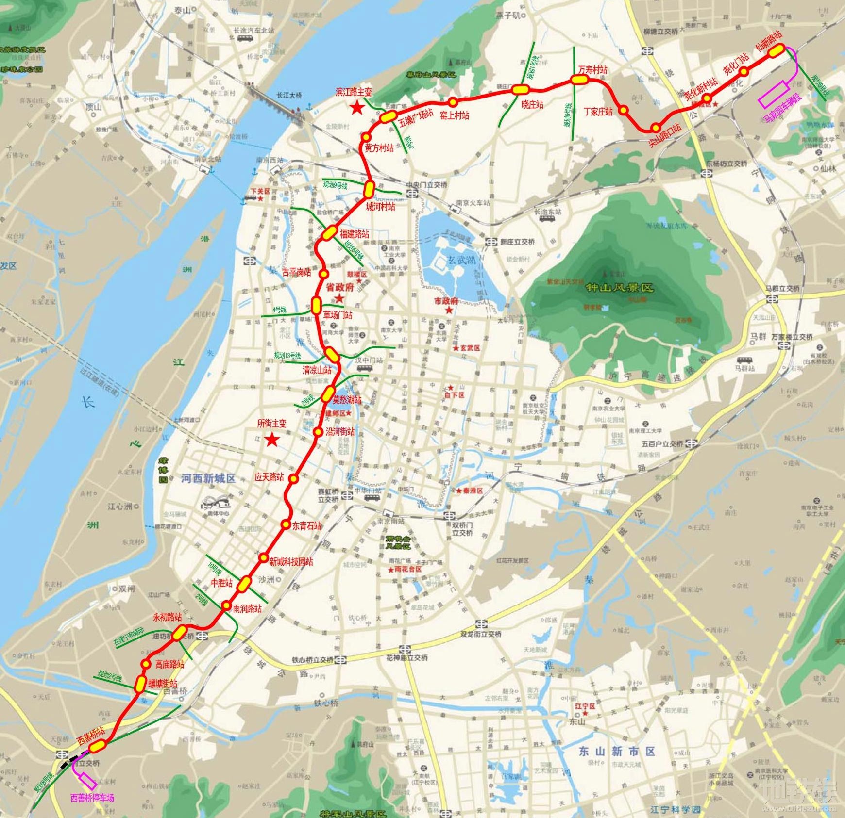 南京捷運7號線線路走向圖