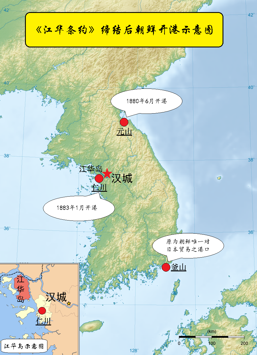 《江華條約》締結後朝鮮開港示意圖