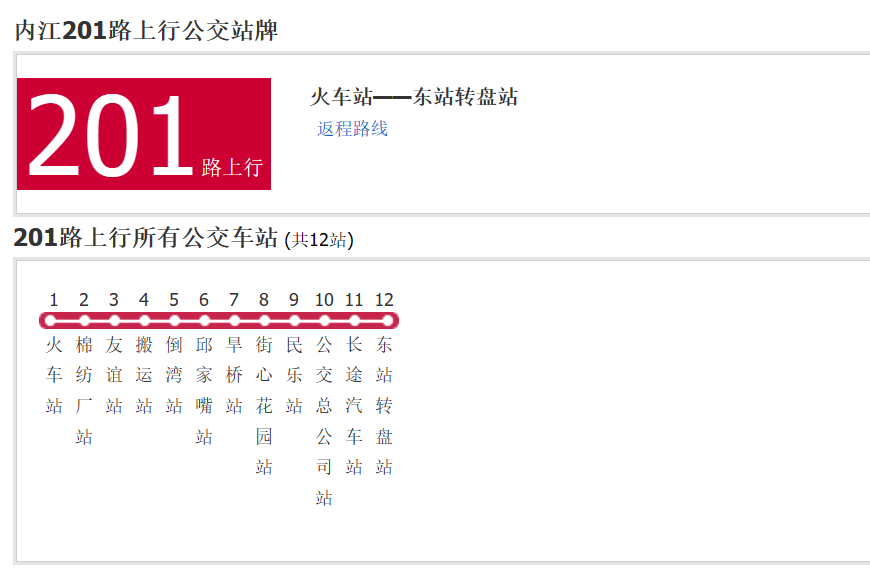 內江公交201路 內江公交201路