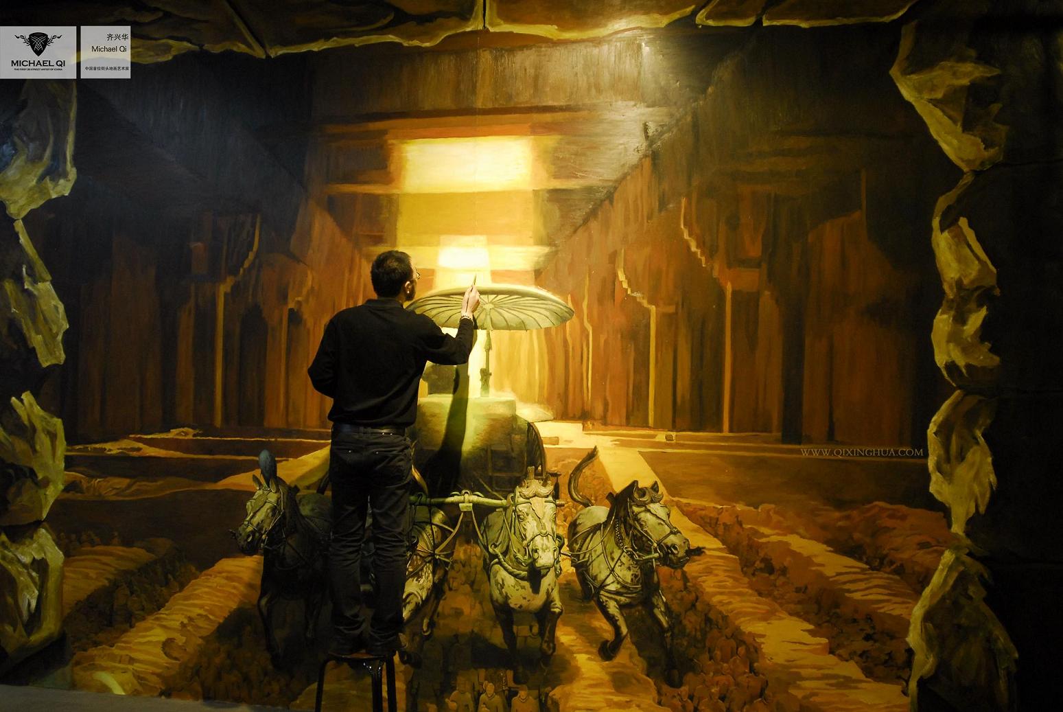 中國首張3D牆地立體畫戰馬歸來-齊興華作品
