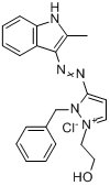 1-（2-羥乙基）-3-[（2-甲基-1H-吲哚-3-基）偶氮]-2-（苯基甲基）-1H-吡唑鎓氯化物