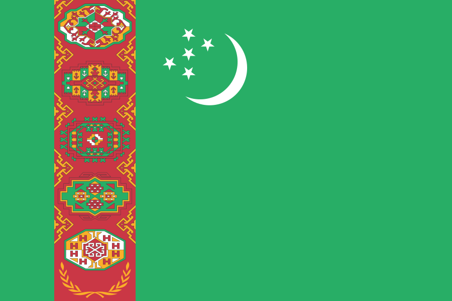 土庫曼斯坦現國旗（2001年1月24日第三版）