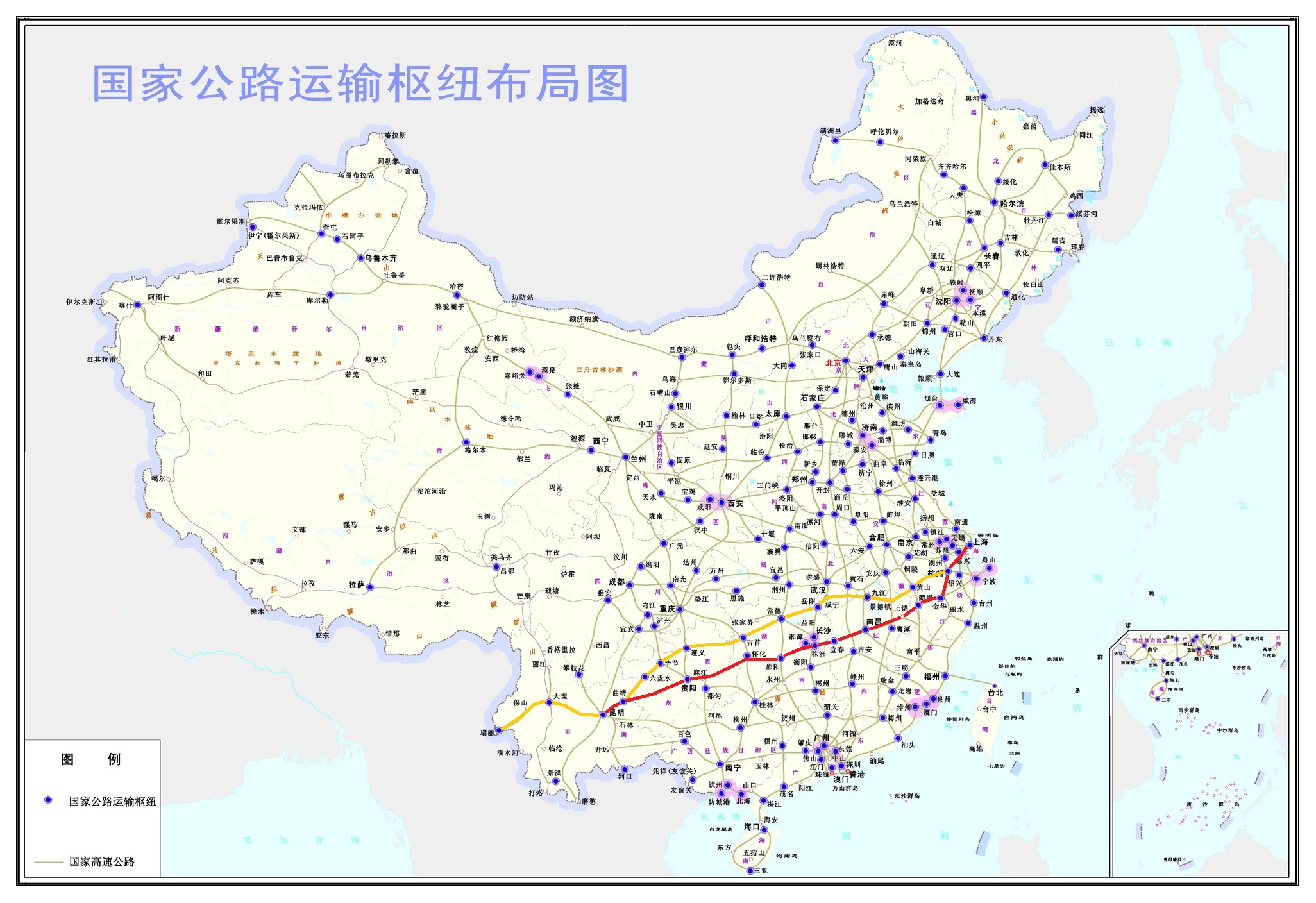 滬昆高速與杭瑞高速線路圖