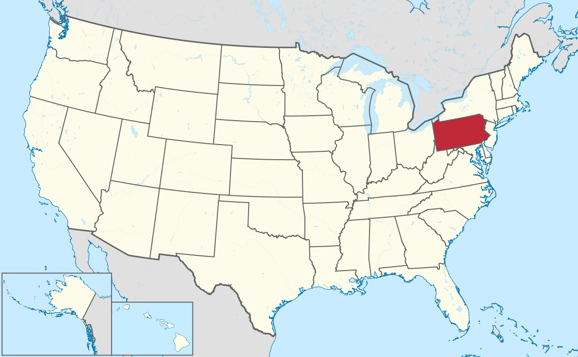 賓夕法尼亞州在美國的位置