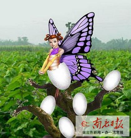 中國綢都南充“蠶蛹化蝶”雕塑