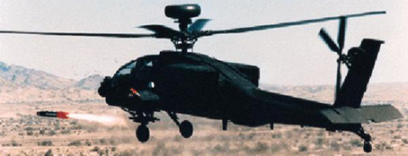 AH-64 “阿帕奇”武裝直升機發射“海爾法”飛彈