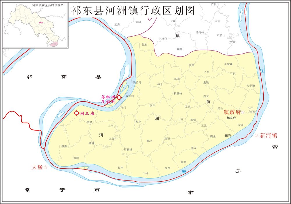 河洲鎮行政區劃地圖