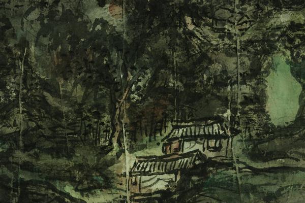 山水圖(黃賓虹創作的收藏於浙江省博物館的設色畫) 山水圖(黃賓虹創作的收藏於浙江省博物館的設色畫)