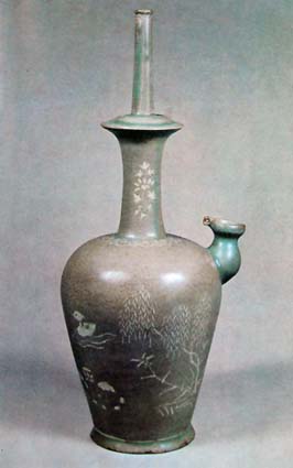 青瓷柳條水鳥紋鑲嵌淨水瓶