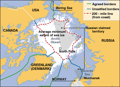 美國等國家都對北極的大陸架劃界提出了主張