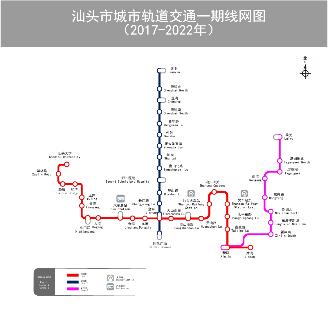 汕頭市城市軌道交通一期線網圖