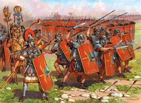 在空地上列陣搏殺的羅馬步兵