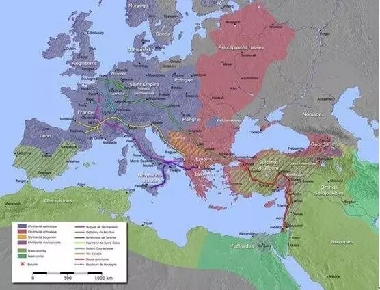 十字軍東征路線圖