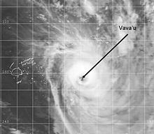 氣旋瓦卡直接從瓦瓦烏群島上空經過