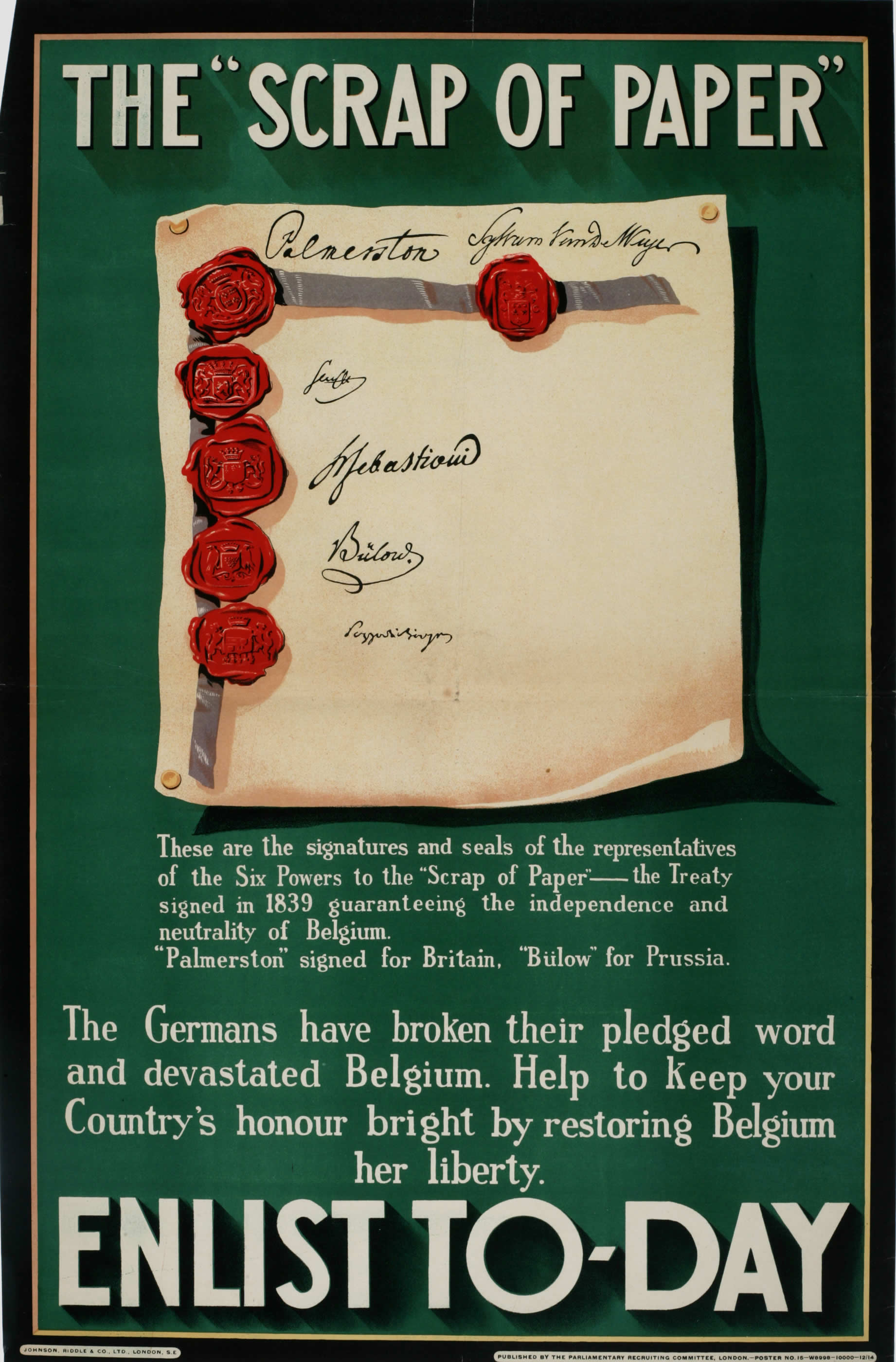1914年，德國對1839年《倫敦條約》的蔑視激怒了英國人。
