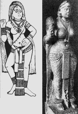 穿裹裙的印度婦女雕像