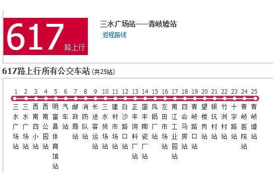 肇慶公交617路 肇慶公交617路