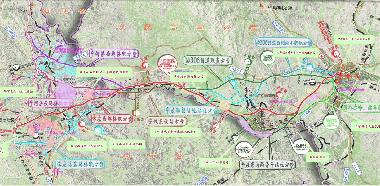 新建赤峰至京瀋高鐵連線線平面圖