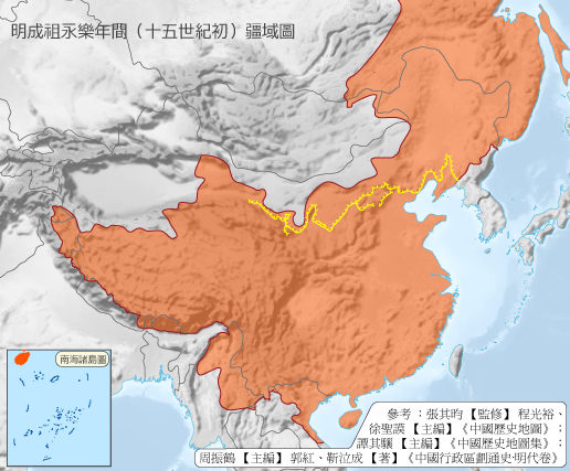 包含交趾地區的明朝疆域圖